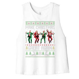 Trump Dance Santa Claus Make Christmas Great Again Ymca Women's Racerback Cropped Tank