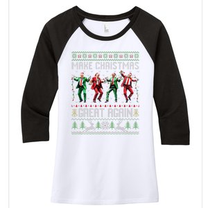 Trump Dance Santa Claus Make Christmas Great Again Ymca Women's Tri-Blend 3/4-Sleeve Raglan Shirt