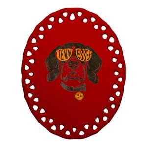 Tennessee Dog Sport Lovers | Tennessee Tri Stars Flag Ceramic Oval Ornament