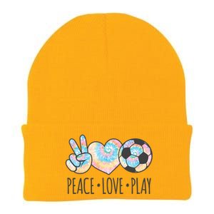 Tie Dye Soccer For Teen Girls Peace Love Play Gift Knit Cap Winter Beanie