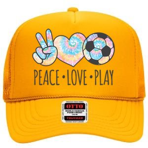 Tie Dye Soccer For Teen Girls Peace Love Play Gift High Crown Mesh Back Trucker Hat