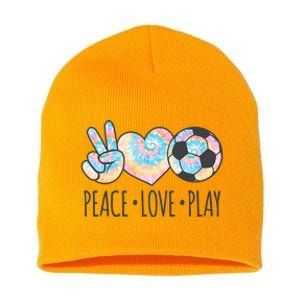 Tie Dye Soccer For Teen Girls Peace Love Play Gift Short Acrylic Beanie