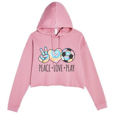 Tie Dye Soccer For Teen Girls Peace Love Play Gift Crop Fleece Hoodie