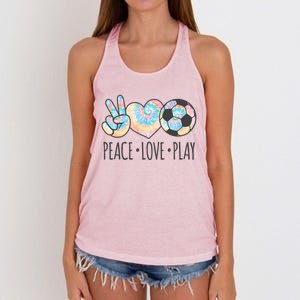 Tie Dye Soccer For Teen Girls Peace Love Play Gift Women's Knotted Racerback Tank