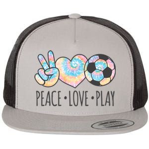 Tie Dye Soccer For Teen Girls Peace Love Play Gift Flat Bill Trucker Hat