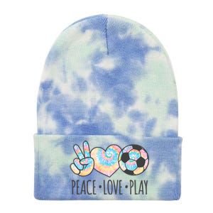 Tie Dye Soccer For Teen Girls Peace Love Play Gift Tie Dye 12in Knit Beanie