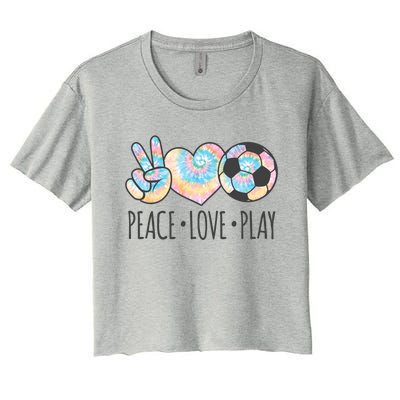 Tie Dye Soccer For Teen Girls Peace Love Play Gift Women's Crop Top Tee