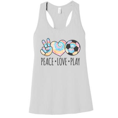 Tie Dye Soccer For Teen Girls Peace Love Play Gift Women's Racerback Tank