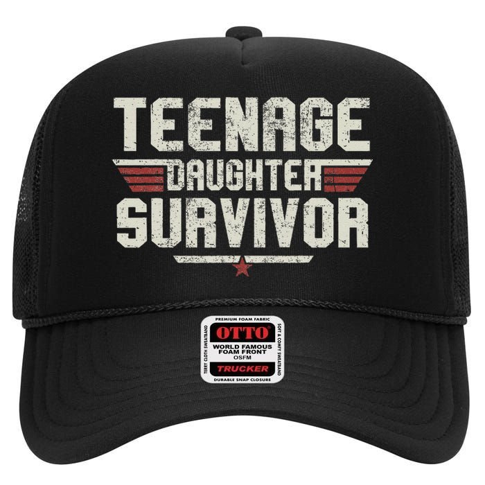 Teenage Daughter Survivor Vintage Dad Mom FatherS Day Gifts High Crown Mesh Back Trucker Hat