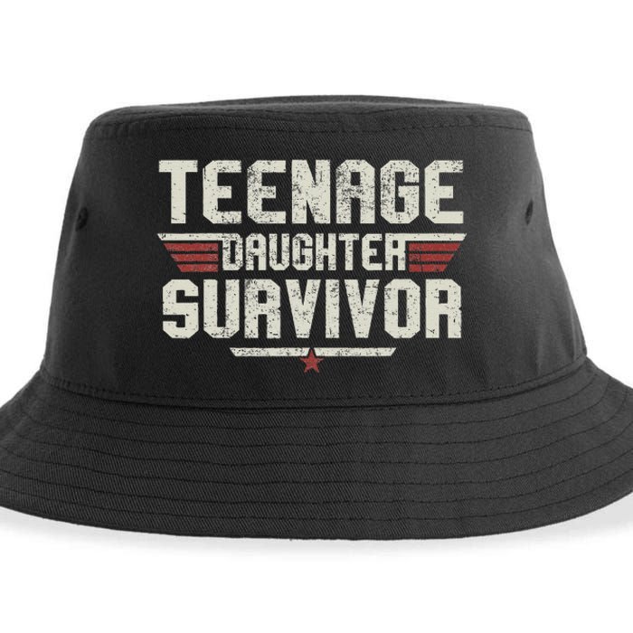 Teenage Daughter Survivor Vintage Dad Mom FatherS Day Gifts Sustainable Bucket Hat