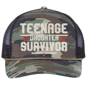 Teenage Daughter Survivor Teenager Dad Mom FatherS Day Retro Rope Trucker Hat Cap