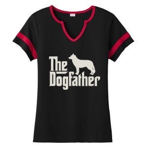 The Dogfather Siberian Husky Dog Dad Pullover Hoodie Ladies Halftime Notch Neck Tee