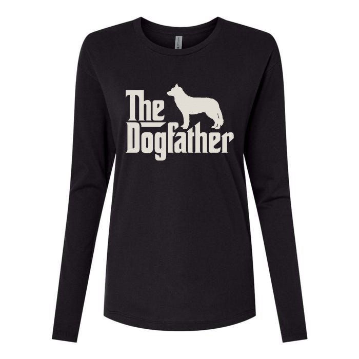 The Dogfather Siberian Husky Dog Dad Pullover Hoodie Womens Cotton Relaxed Long Sleeve T-Shirt