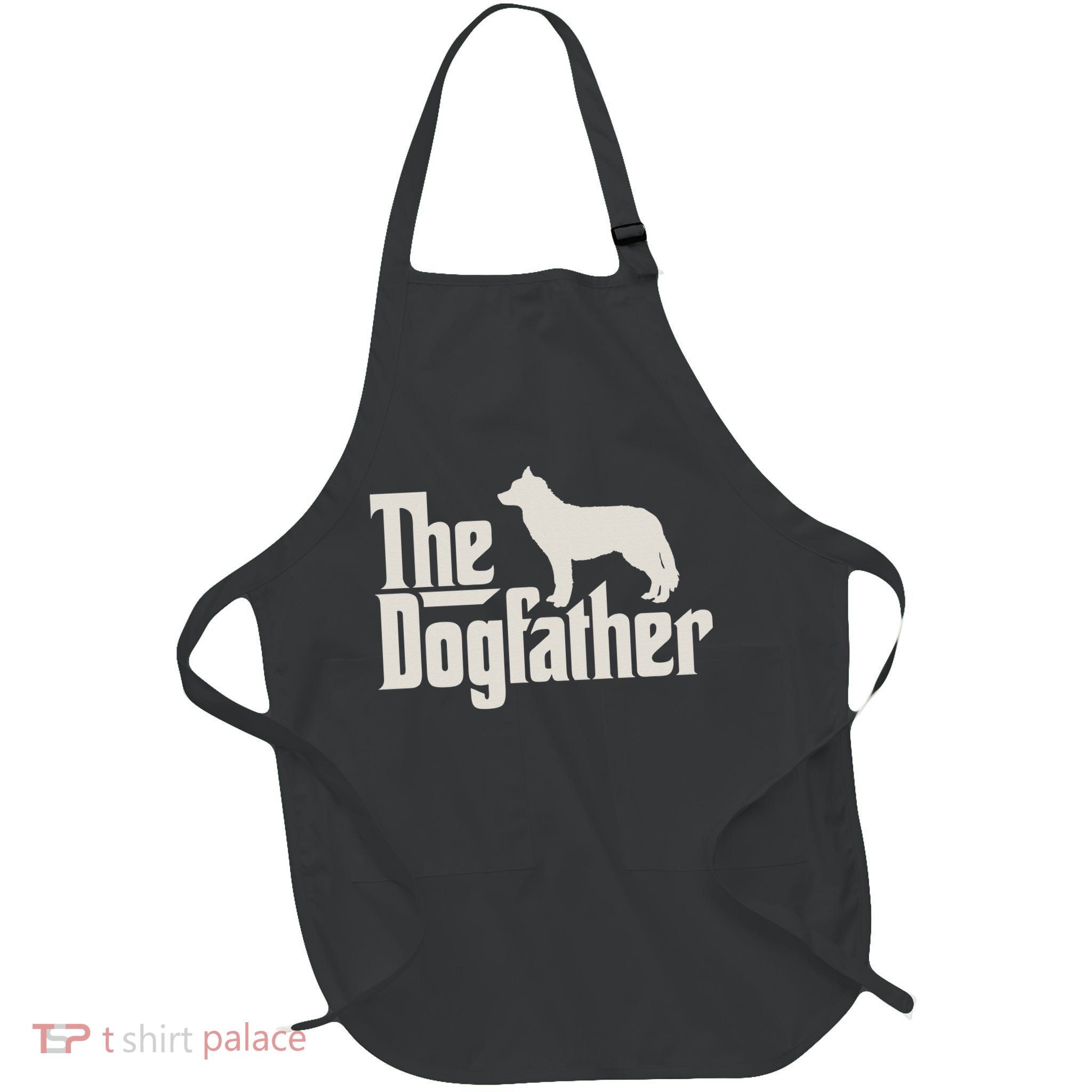 The Dogfather Siberian Husky Dog Dad Pullover Hoodie Full-Length Apron With Pockets