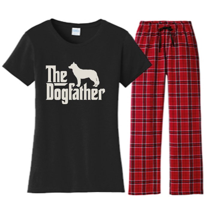 The Dogfather Siberian Husky Dog Dad Pullover Hoodie Women's Flannel Pajama Set