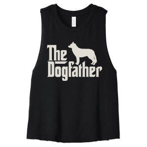 The Dogfather Siberian Husky Dog Dad Pullover Hoodie Women's Racerback Cropped Tank