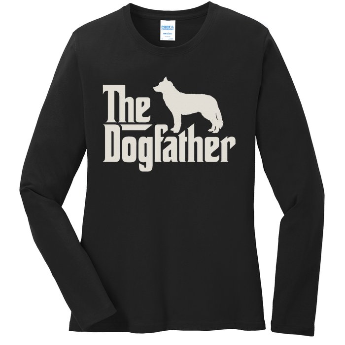 The Dogfather Siberian Husky Dog Dad Pullover Hoodie Ladies Long Sleeve Shirt