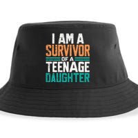 Teenage Daughter Survivor Funny Quote Fathers Day Vintage Sustainable Bucket Hat