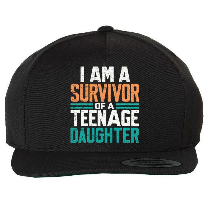 Teenage Daughter Survivor Funny Quote Fathers Day Vintage Wool Snapback Cap