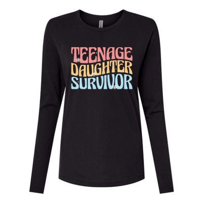 Teenage Daughter Survivor Groovy Dad Mom FatherS Day Gift Womens Cotton Relaxed Long Sleeve T-Shirt