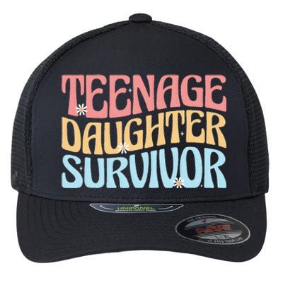 Teenage Daughter Survivor Groovy Dad Mom FatherS Day Gift Flexfit Unipanel Trucker Cap