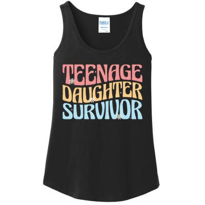 Teenage Daughter Survivor Groovy Dad Mom FatherS Day Gift Ladies Essential Tank