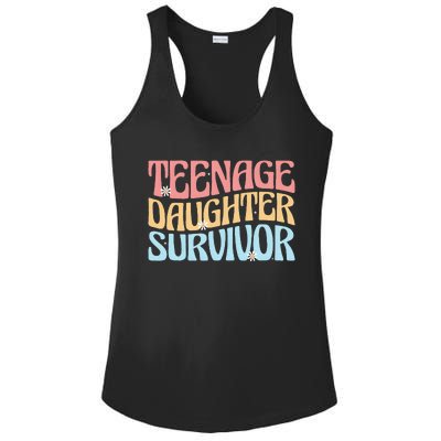 Teenage Daughter Survivor Groovy Dad Mom FatherS Day Gift Ladies PosiCharge Competitor Racerback Tank