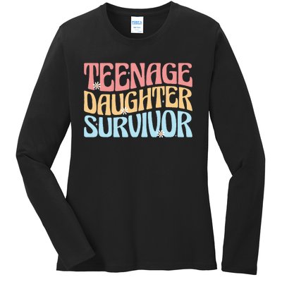 Teenage Daughter Survivor Groovy Dad Mom FatherS Day Gift Ladies Long Sleeve Shirt