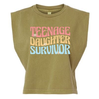 Teenage Daughter Survivor Groovy Dad Mom FatherS Day Gift Garment-Dyed Women's Muscle Tee