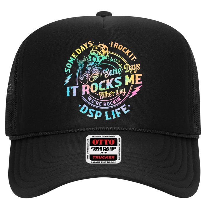 Tie Dye Some Days I Rock It Some Days It Rocks Me Dsp Life Some Days I Rock Dsp High Crown Mesh Back Trucker Hat