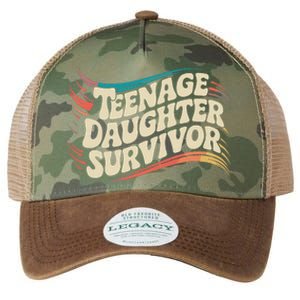 Teenage Daughter Survivor Fathers Day Dad Joke Legacy Tie Dye Trucker Hat