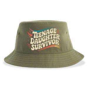 Teenage Daughter Survivor Fathers Day Dad Joke Sustainable Bucket Hat