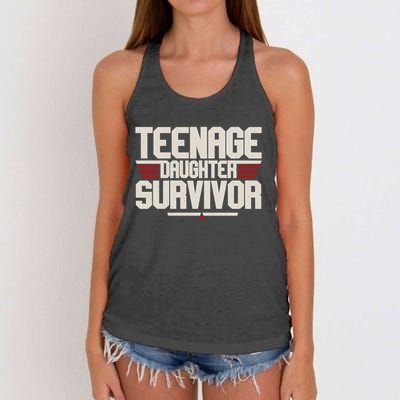 Teenage Daughter Survivor Funny Parent Gift Women's Knotted Racerback Tank