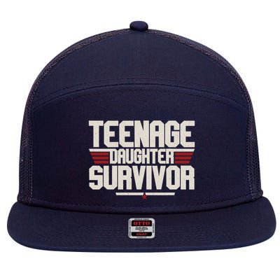 Teenage Daughter Survivor Funny Parent Gift 7 Panel Mesh Trucker Snapback Hat