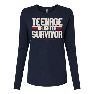 Teenage Daughter Survivor Funny Parent Gift Womens Cotton Relaxed Long Sleeve T-Shirt