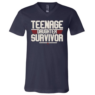 Teenage Daughter Survivor Funny Parent Gift V-Neck T-Shirt