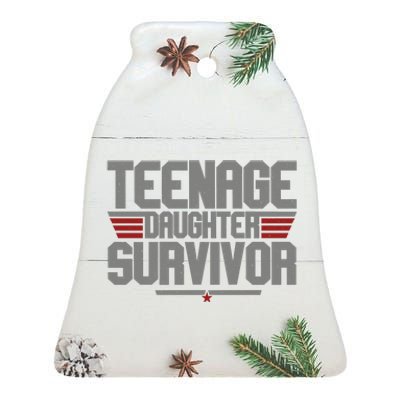 Teenage Daughter Survivor Funny Parent Gift Ceramic Bell Ornament