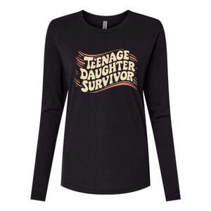 Teenage Daughter Survivor Fathers Day Dad Joke Womens Cotton Relaxed Long Sleeve T-Shirt