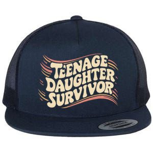 Teenage Daughter Survivor Fathers Day Dad Joke Flat Bill Trucker Hat