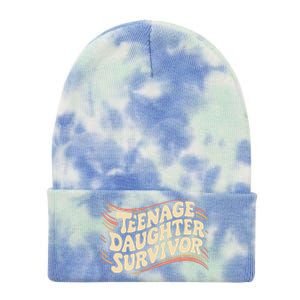 Teenage Daughter Survivor Fathers Day Dad Joke Tie Dye 12in Knit Beanie