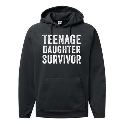 Teenage Daughter Survivor Funny Parent Popular Parenting Quote Performance Fleece Hoodie