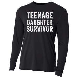 Teenage Daughter Survivor Funny Parent Popular Parenting Quote Cooling Performance Long Sleeve Crew