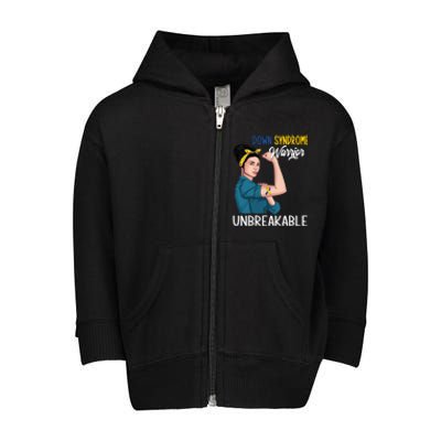 T21 Down Syndrome Awareness Warrior Unbreakable Hope Gift Toddler Zip Fleece Hoodie