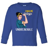 T21 Down Syndrome Awareness Warrior Unbreakable Hope Gift Toddler Long Sleeve Shirt