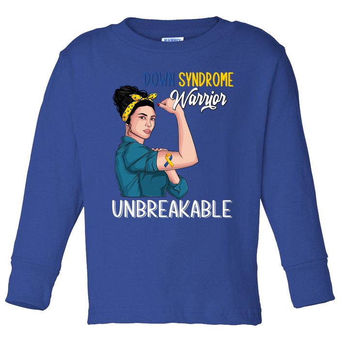 T21 Down Syndrome Awareness Warrior Unbreakable Hope Gift Toddler Long Sleeve Shirt