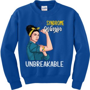 T21 Down Syndrome Awareness Warrior Unbreakable Hope Gift Kids Sweatshirt