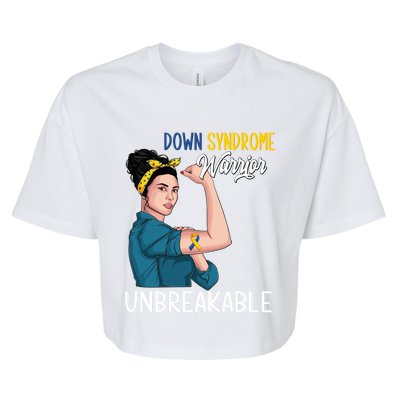 T21 Down Syndrome Awareness Warrior Unbreakable Hope Gift Bella+Canvas Jersey Crop Tee