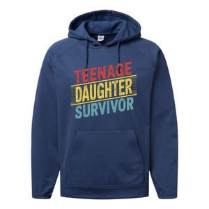 Teenage Daughter Survivor Fathers Day Dad Joke Performance Fleece Hoodie