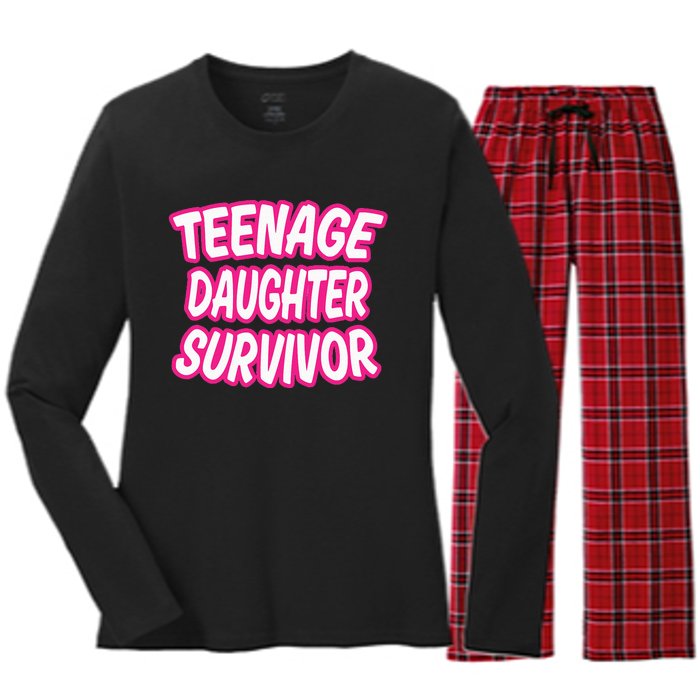 Teenage Daughter Survivor Funny Women's Long Sleeve Flannel Pajama Set 