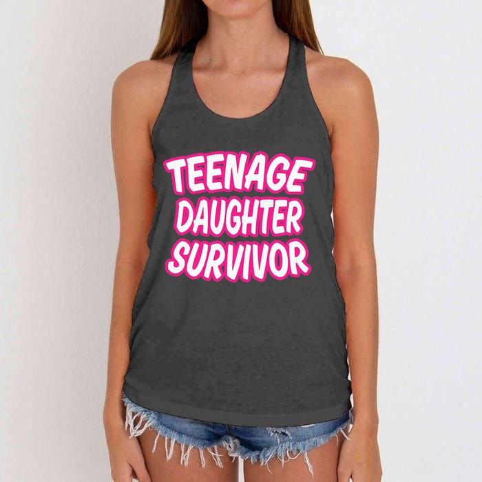 Teenage Daughter Survivor Funny Women's Knotted Racerback Tank